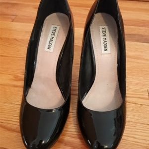 Black Patent Round Toe Heels